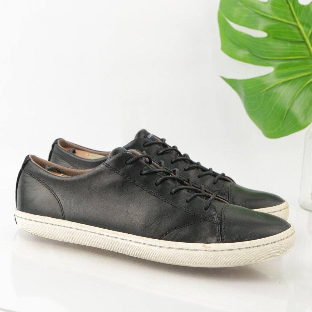 Cole Haan Mens Trafton Sneaker Size 10 Black Leather Lace Up Casual Shoe Low Top